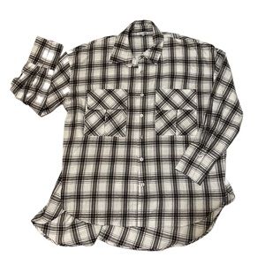 Brown tone plaid button down oversized shirt